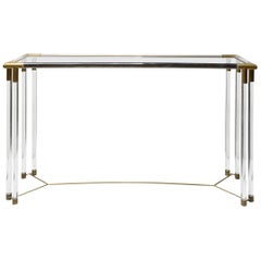 Mid-Century Modern Plexiglas and Brass Console