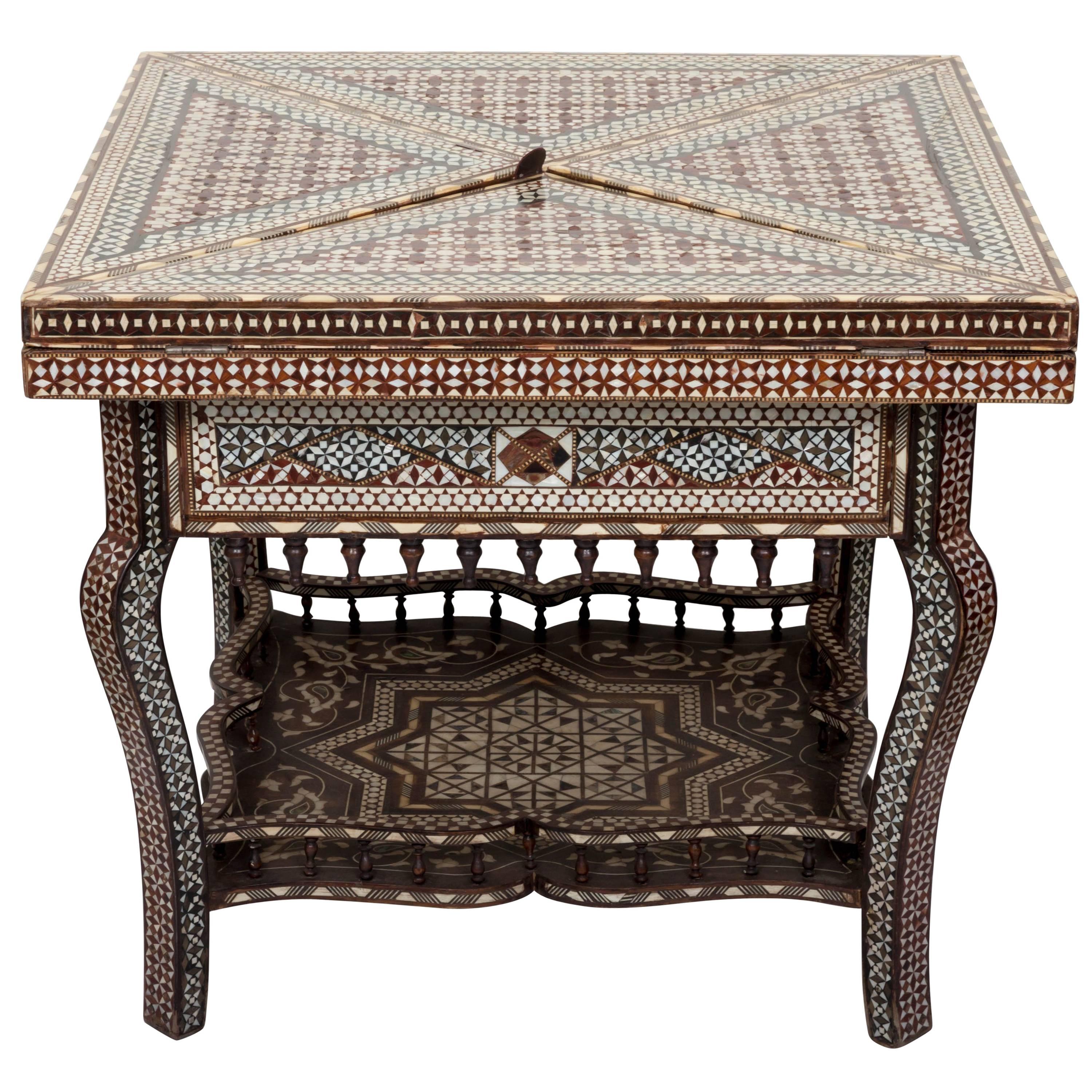 Moorish Style Inlaid Game Table