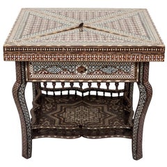 Antique Moorish Style Inlaid Game Table