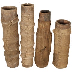 Unusual Leather Covered Yak Butter Churns From Tibet