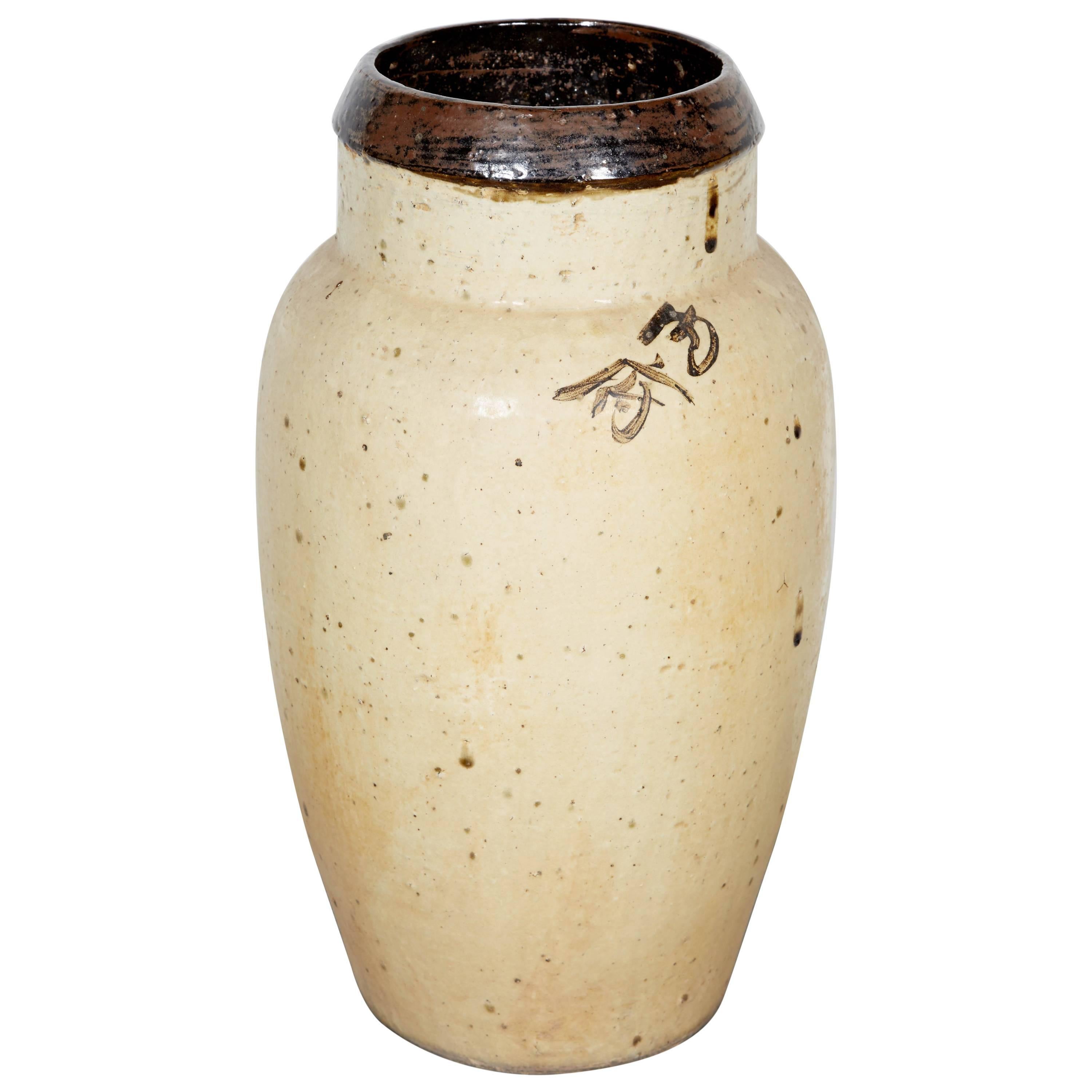 Tall Antique Chinese Ceramic Wine Jar, circa 1850 For Sale