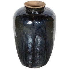 Tall, Beautifully Glazed Antique Ceramic Wine Jar