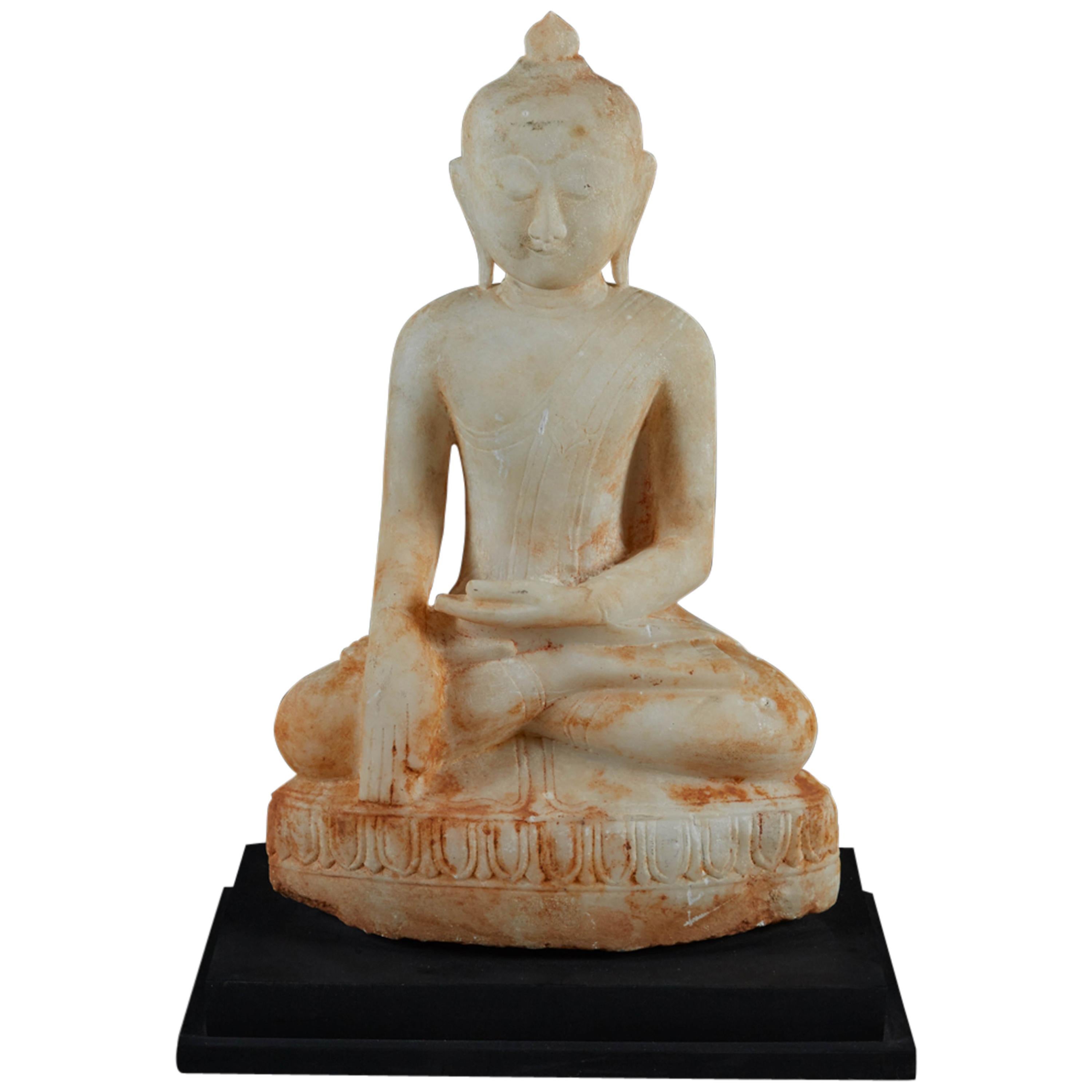 Shan Style Burmese Alabaster Buddha, 19th Century For Sale