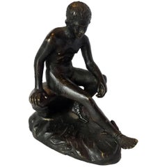 Italian Grand Tour Souvenir Bronze Mercury Resting After the Antique  1910 Circa