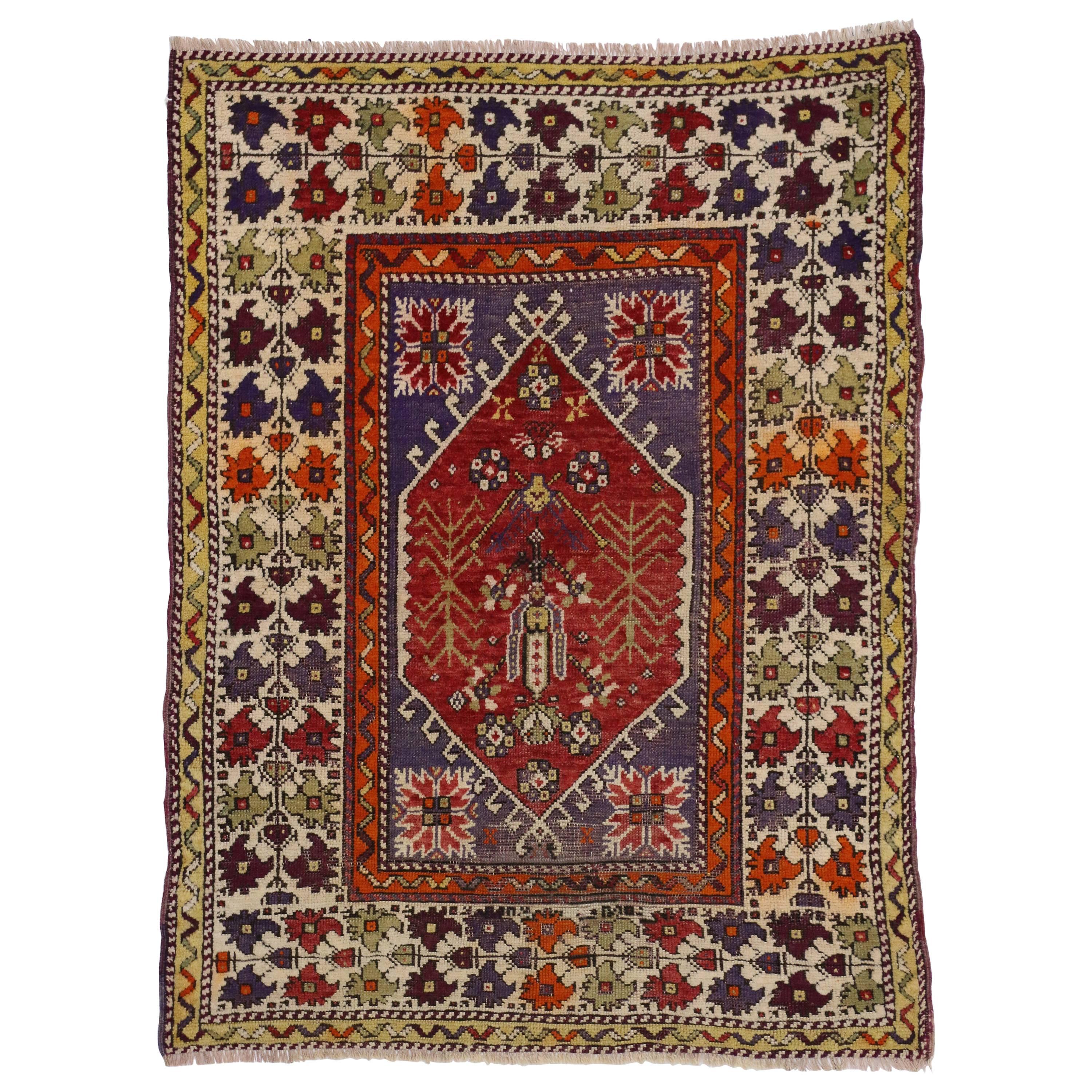Vintage Turkish Oushak Rug with Modern Traditional Style