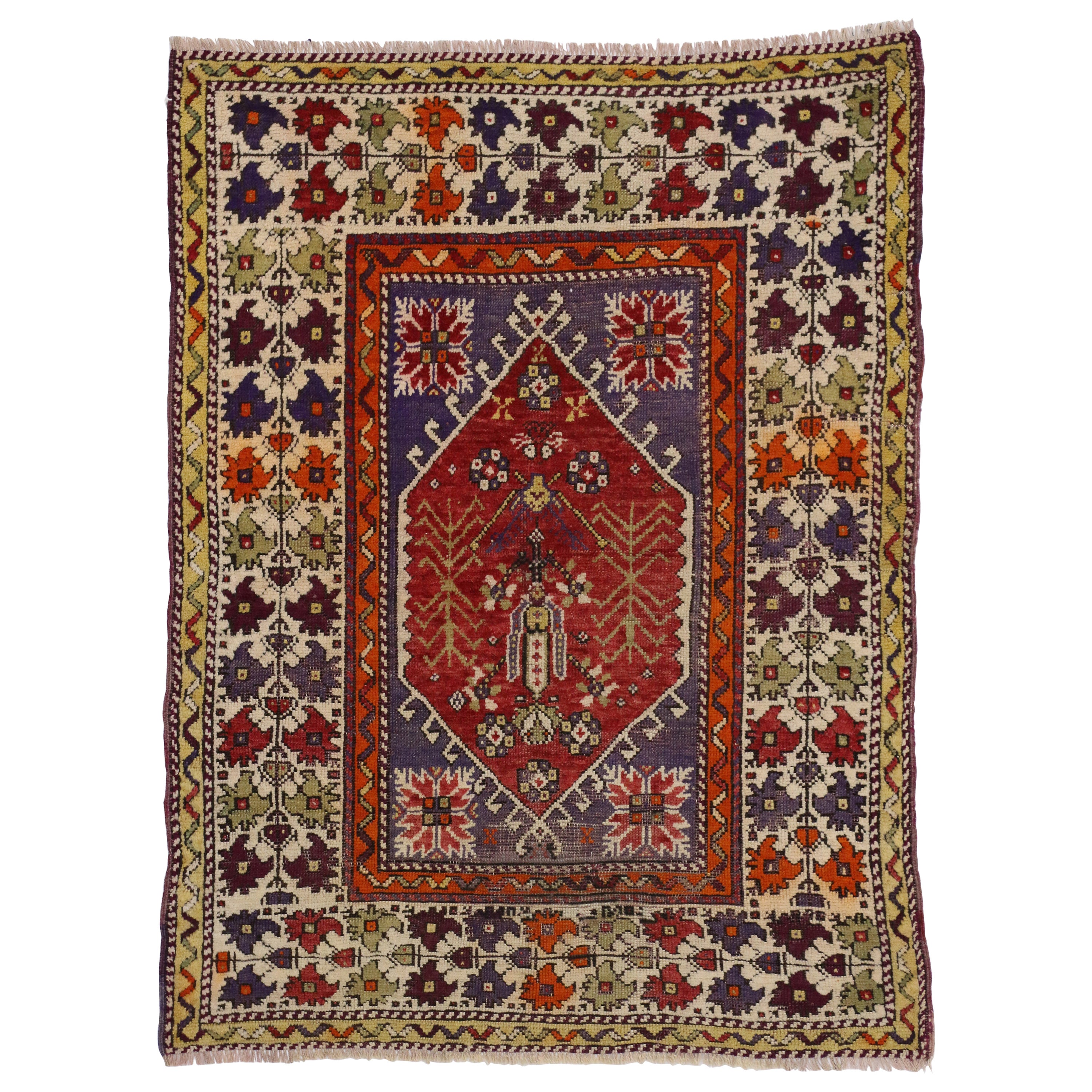 Vintage Turkish Oushak Rug with Modern Traditional Style For Sale at
