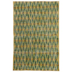 Distressed Vintage Turkish Sivas Rug with Art Deco Style, Zeki Müren