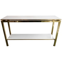 Brass Console Table Lacquered by Guy Lefevre for Maison Jansen, France, 1970s