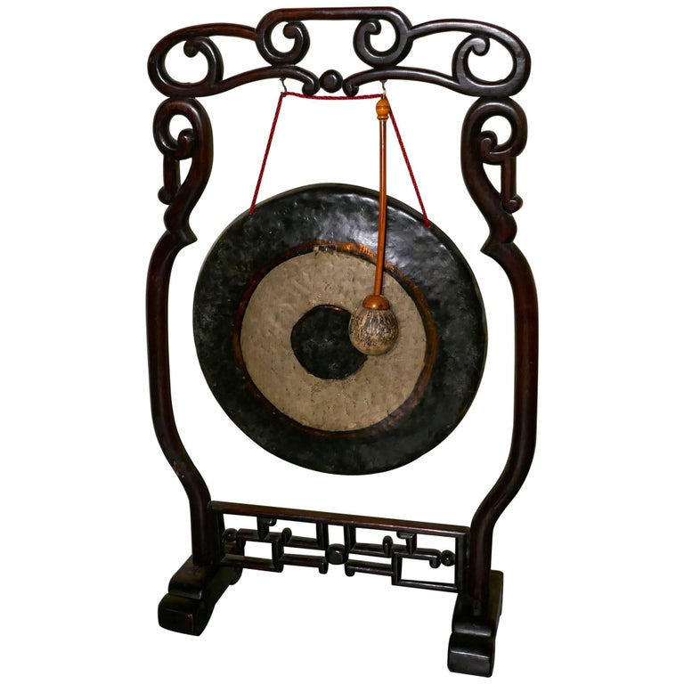 Oriental Rosewood, Brass Dinner Gong For Sale at 1stDibs