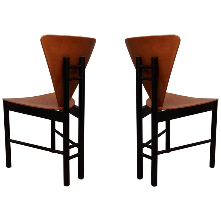 Pairs Of Midcentury Triangular Shape Italian Side Chairs 1950