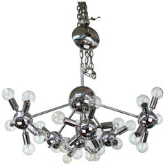 Vintage Italian Mid-Century Modern Chrome Sputnik Chandelier