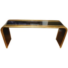 Bernhard Rohne Acid Etched Brass Console Table for Mastercraft
