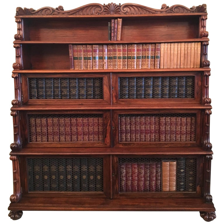 Early 19th Century West Indies Bajan Rosewood Tiered Bookcase with Shell Motif at 1stDibs