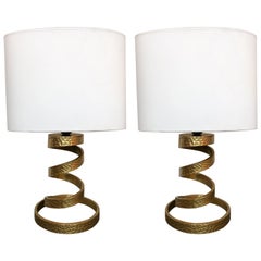 Pair of Brass Lamps by Luciano Frigerio, Italy, 1970s