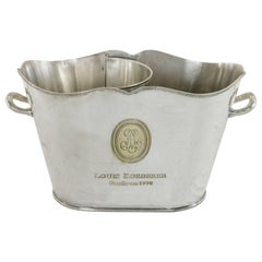 Vintage Mid-20th Century French Silver Plate Louis Roederer Two Bottle Champagne Bucket