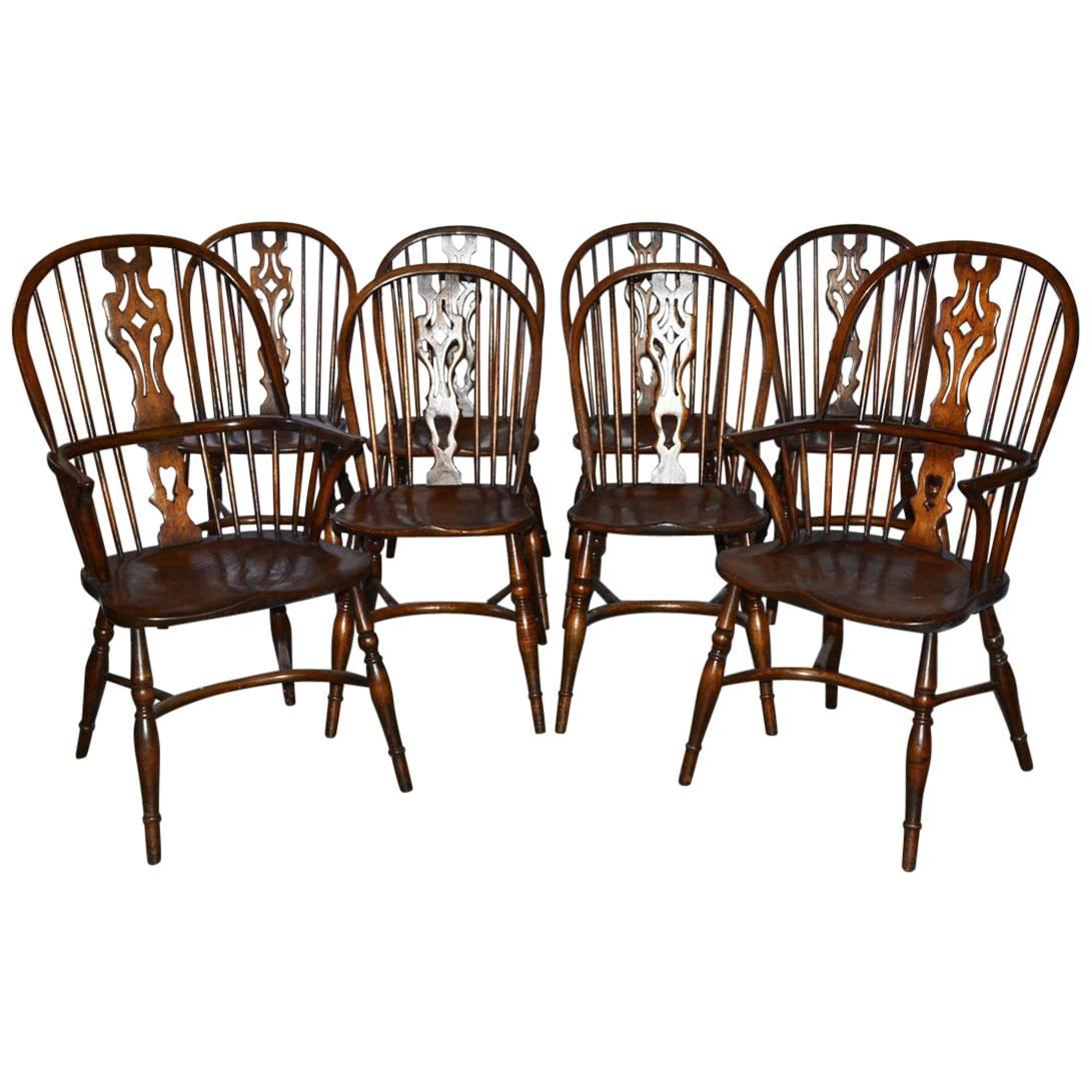 Set of Eight Georgian Style Windsor Dining Chairs