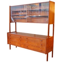 Hans Wegner for Ry Mobler Teak Credenza with Floating Hutch, 1956, Denmark