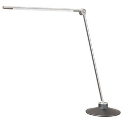 Thin Contemporary Dimmable LED Adjustable Short Desk Lamp in Satin Nickel