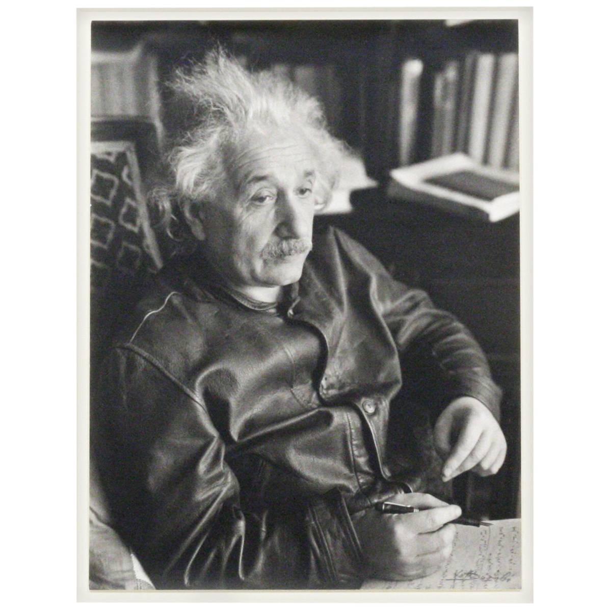 One of the Most Famous Photographs of Albert Einstein, Signed by Lotte Jacobi