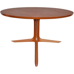 Peter Hvidt & Orla Mølgaard-Nielsen Compact Round Silver Line Teak Coffee Table