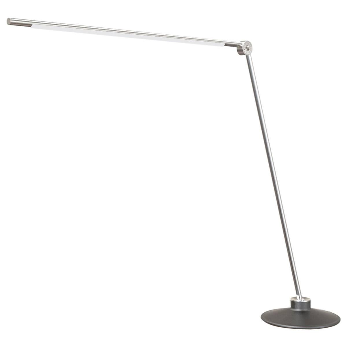 Thin Contemporary Dimmable LED Adjustable Tall Desk Lamp in Satin Nickel For Sale