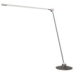 Thin Contemporary Dimmable LED Adjustable Tall Desk Lamp in Satin Nickel