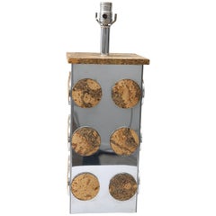 Table Lamp in Polished Chrome and Cork