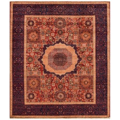 21st Century Rust/Blue Afghan Carpet