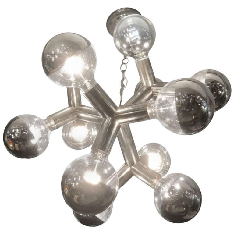 J.T. Kalmar Atomic Molecule  Modern Midcentury Chrome Chandelier