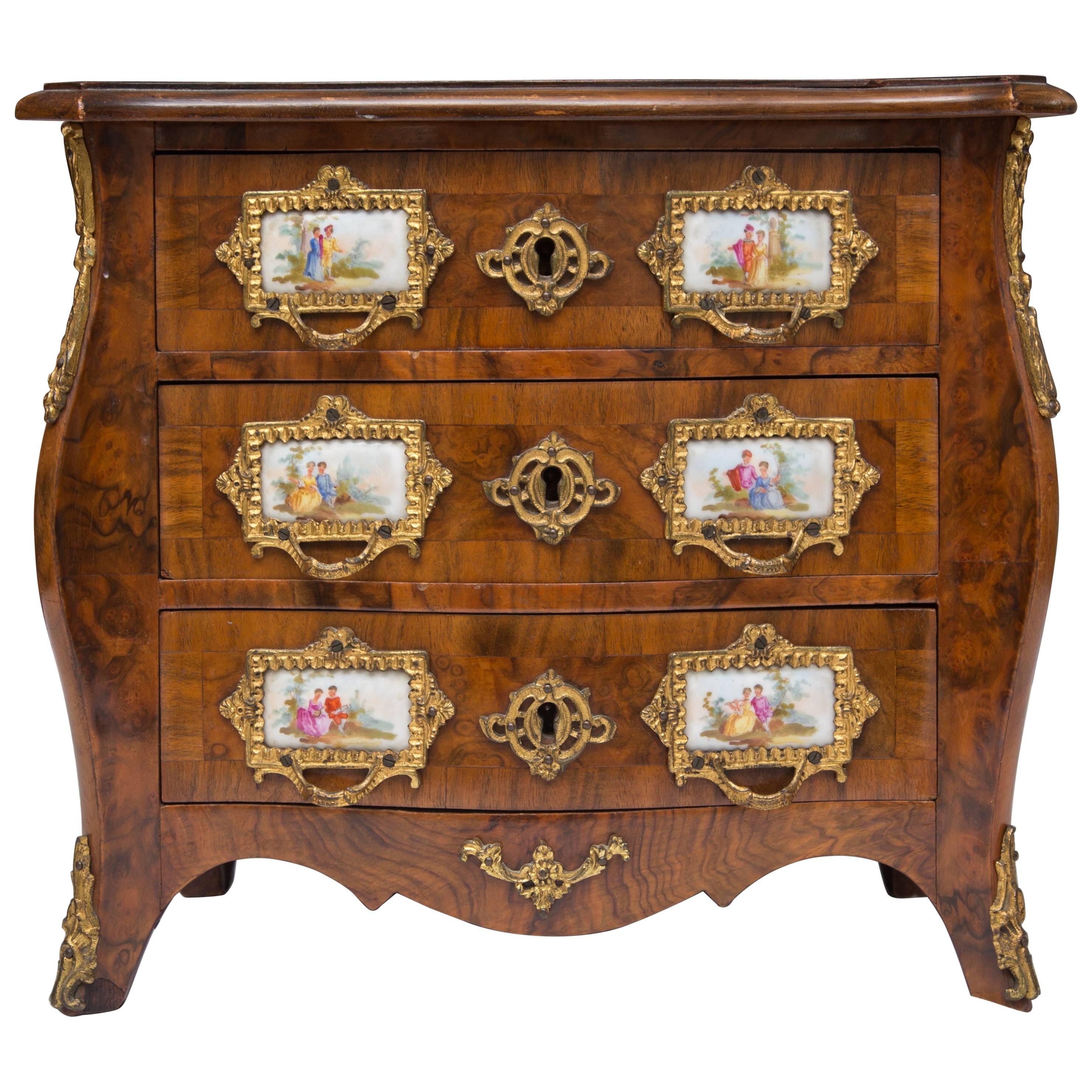 19th Century French Walnut Specimen Louis XV Style Commode