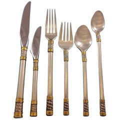 Aegean Weave Gold by Wallace Sterling Silver Flatware Set Service, 53 Pieces