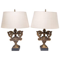 18th Century Pair of Silver-Gilt Architectural Elements as Lamps