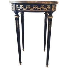 Maison Jansen Style French Inlaid Bouillotte End or Lamp Table