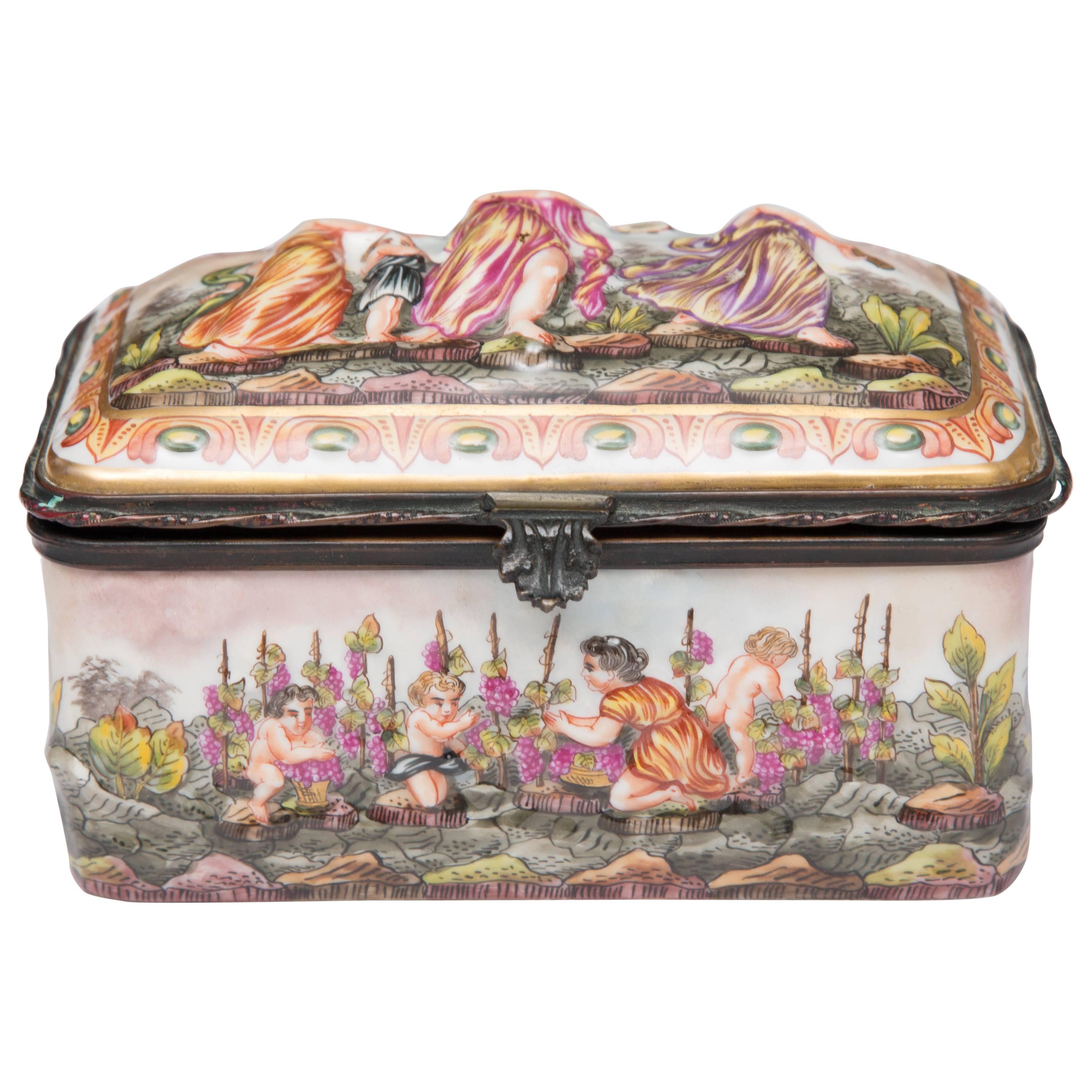 Capodimonte Porcelain Decorated Lidded Box