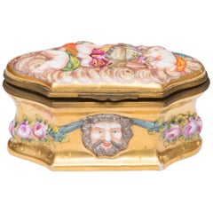 Antique Capodimonte Box with Gilt and Colorful Figures