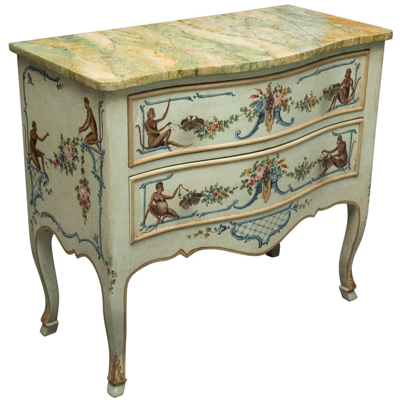 Venetian Hand-Painted Serpentine Commode at 1stDibs