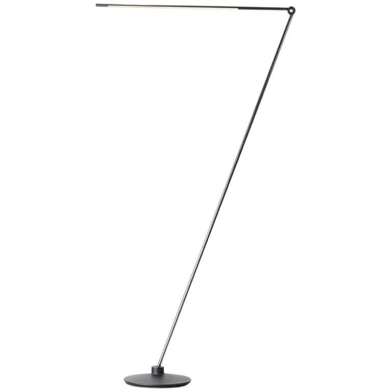 Thin Contemporary Dimmable LED Adjustable Floor Lamp in Black Oxide For Sale