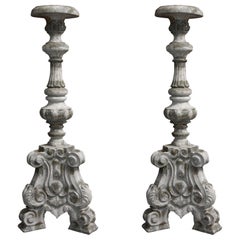 Pair of Italian 19th Century Carved Tall Pedestal Stands