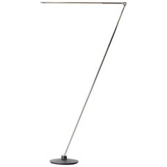 Thin Contemporary Dimmable LED Adjustable Floor Lamp in Satin Nickel