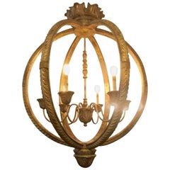 Oversized Giltwood Globe Pendant Lantern