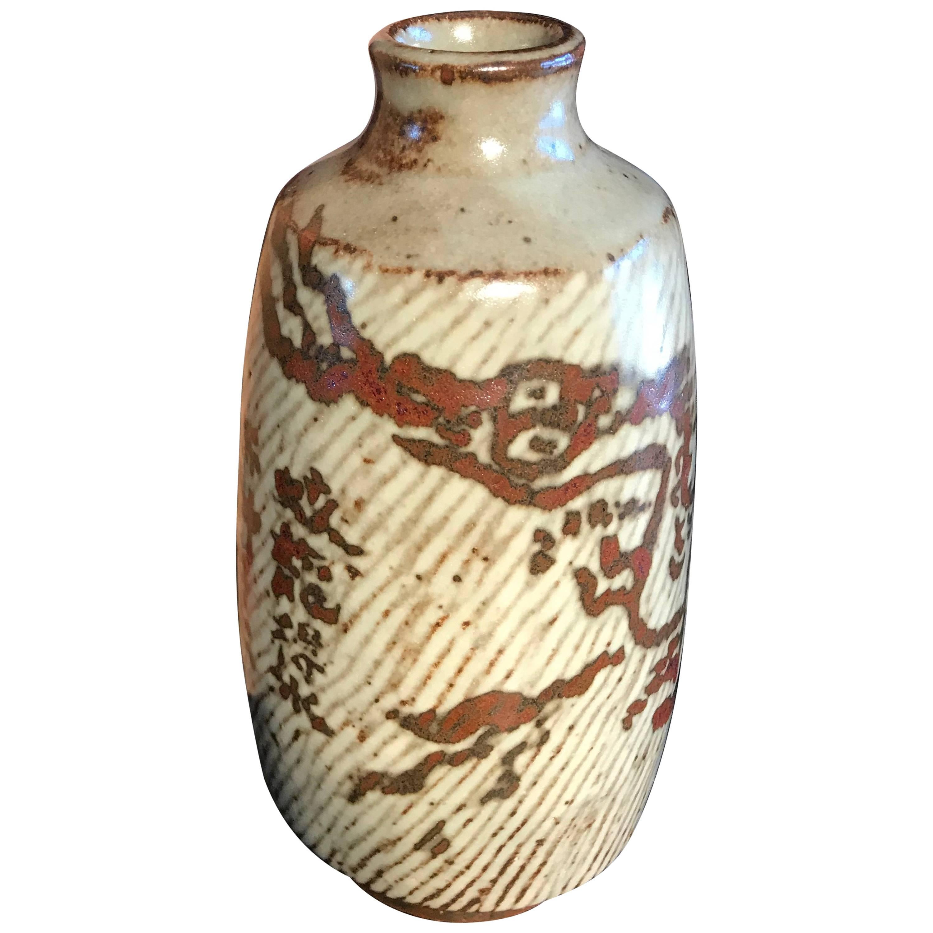 Japanese Important Dragon Bottle National Treasure Artist  Tatsuzo Shimaoka