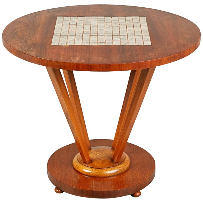Walnut Tile Detail MidCentury Modern Occasional Table by Lane, circa