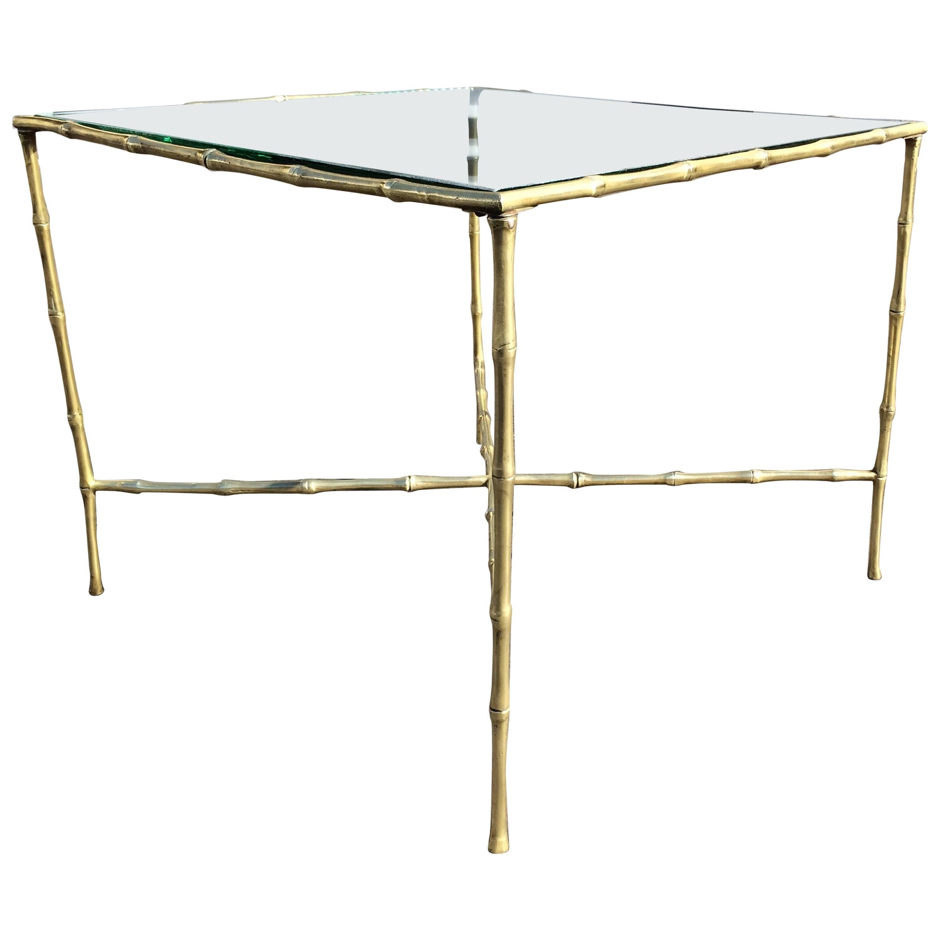 Faux Bamboo Brass Side Table