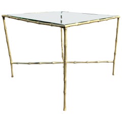 Vintage Faux Bamboo Brass Side Table