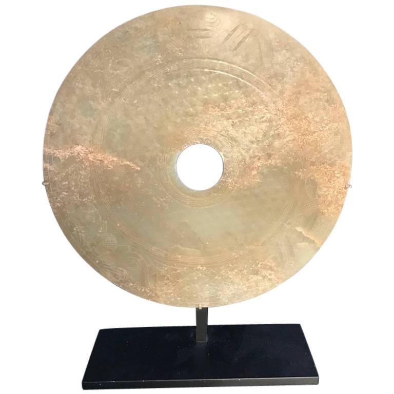 Important Ancient China Jade Bi Disc, Han Dynasty 206 BC- 220 AD