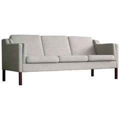Borge Mogensen Model 2213 Style Sofa in Grey Wool by Stouby Mobler, Denmark