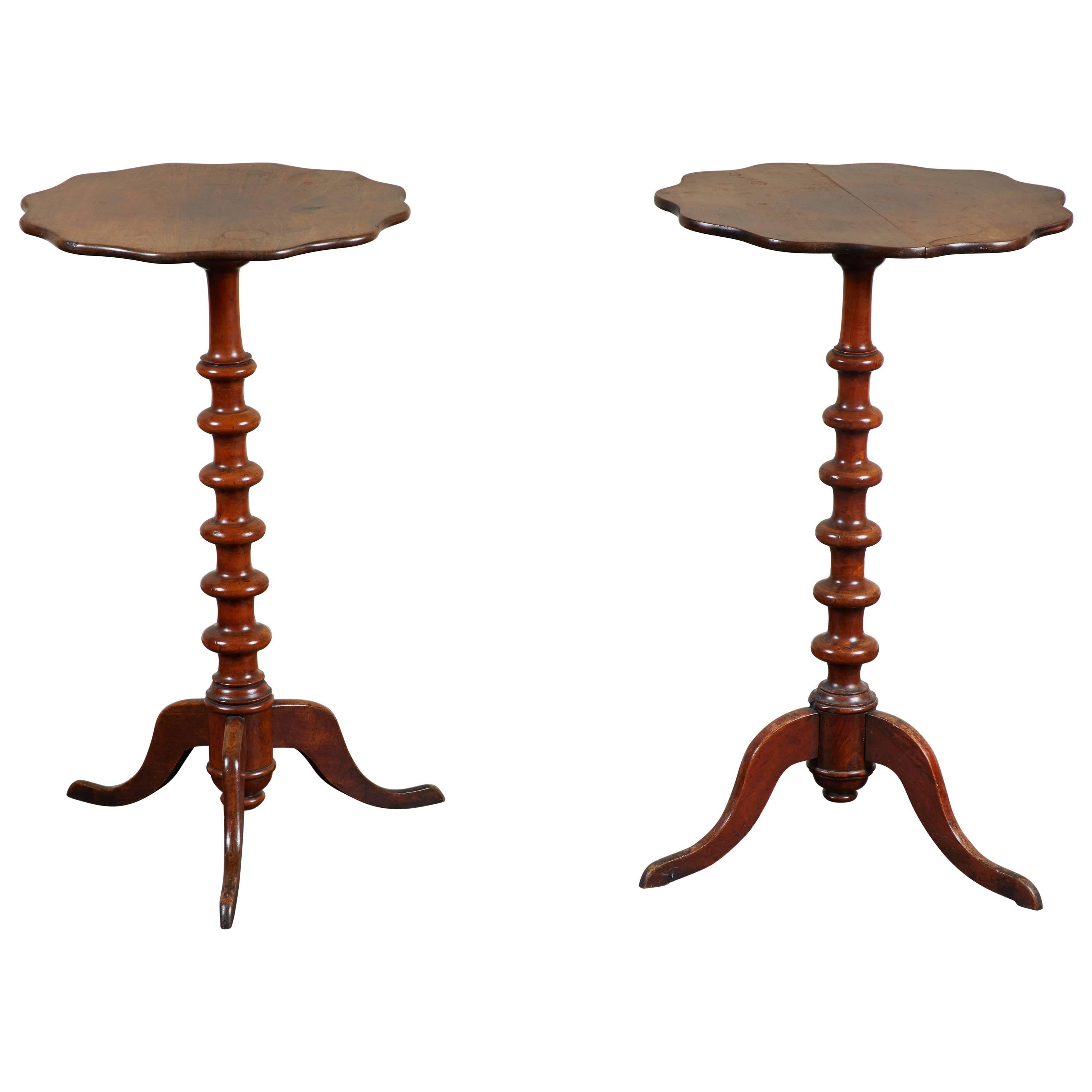 Pair of 19th Century Swedish Walnut Turned Side Tables