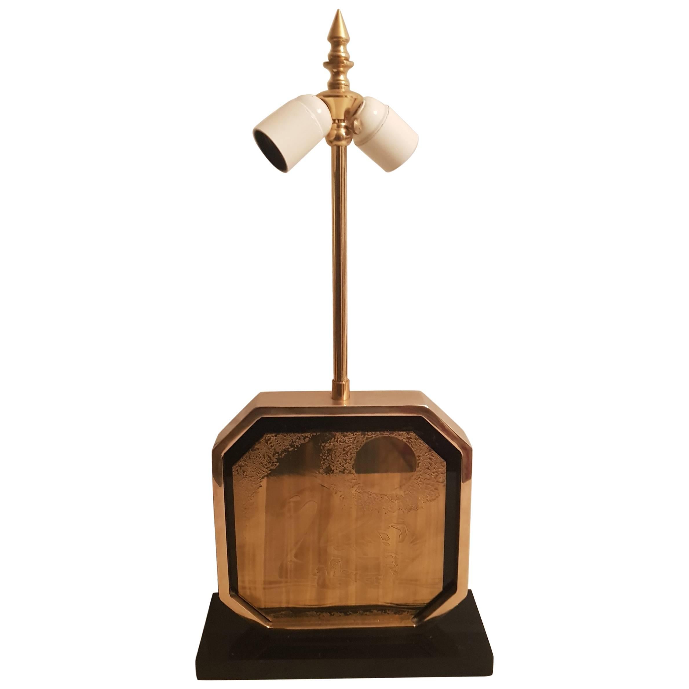 Gold-Plated Table Lamp by George Mathias, 1970s, Belgium For Sale