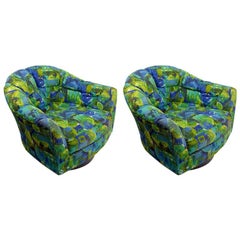 Pair of Swivel Chairs by Selig Attributed to Milo Baughman