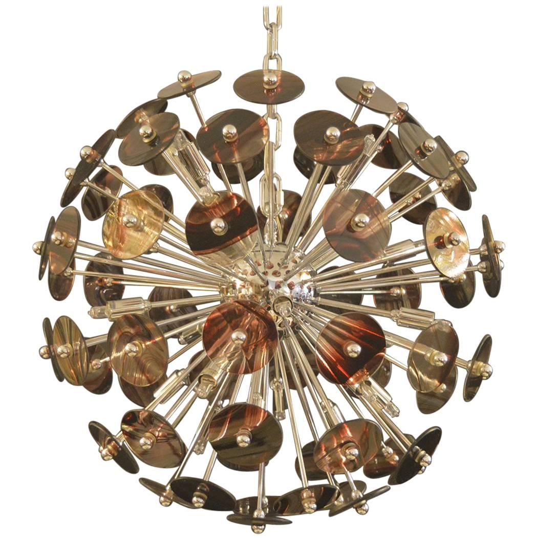 Sputnik Chandelier with Marbleized Glass